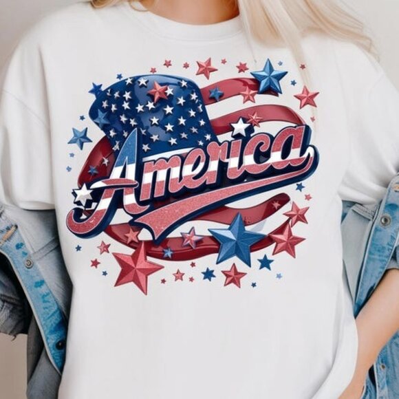 Tops - 4th Of July Digital Image, Independence Day T-Shirt